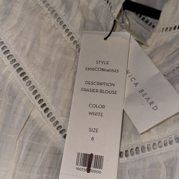 298.00 NWT VERONICA BEARD FRASIER BLOUSE WHITE SIZE 8 - Picture 5 of 5